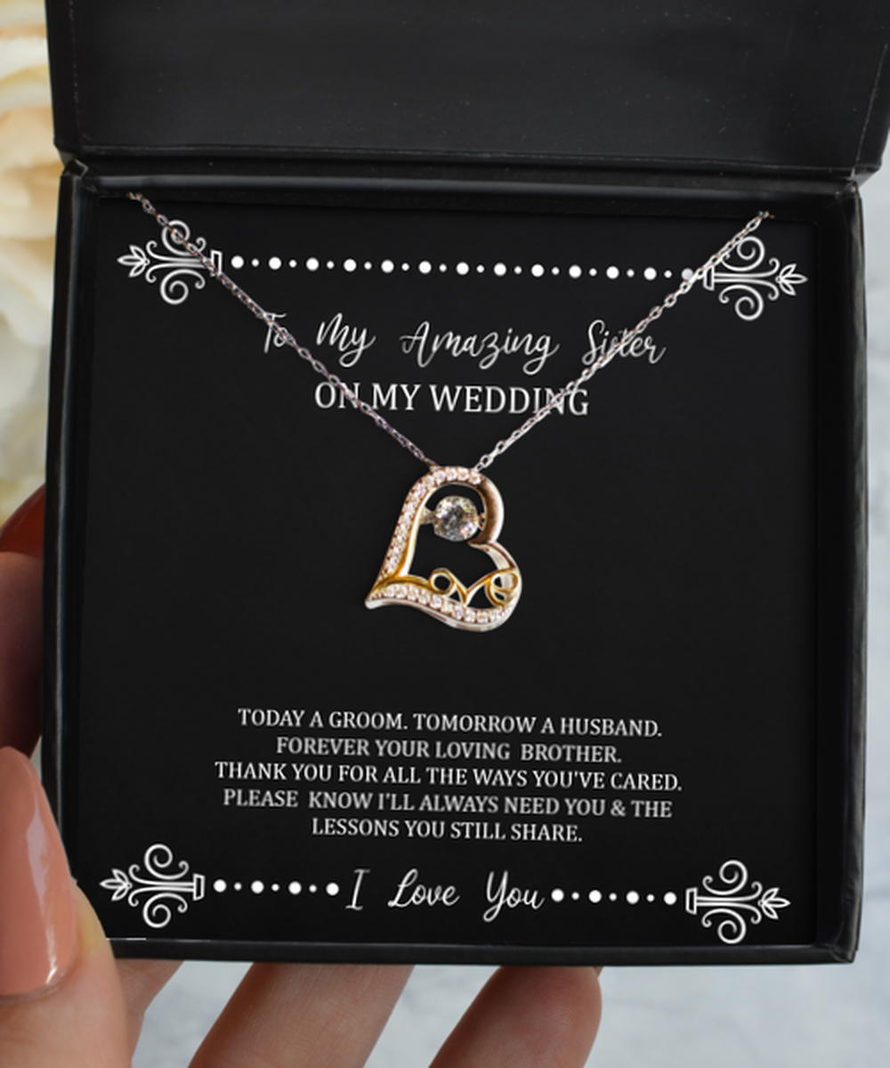 To My Sister Of The Groom Gifts, Forever Your Brother, Love Dancing Necklace For Women, Wedding Day Thank You Ideas From Groom