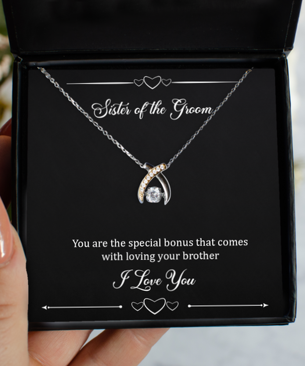 Sister Of The Groom Gifts, You Are The Special Bonus, Wishbone Dancing Neckace For Women, Wedding Day Thank You Ideas From Bride