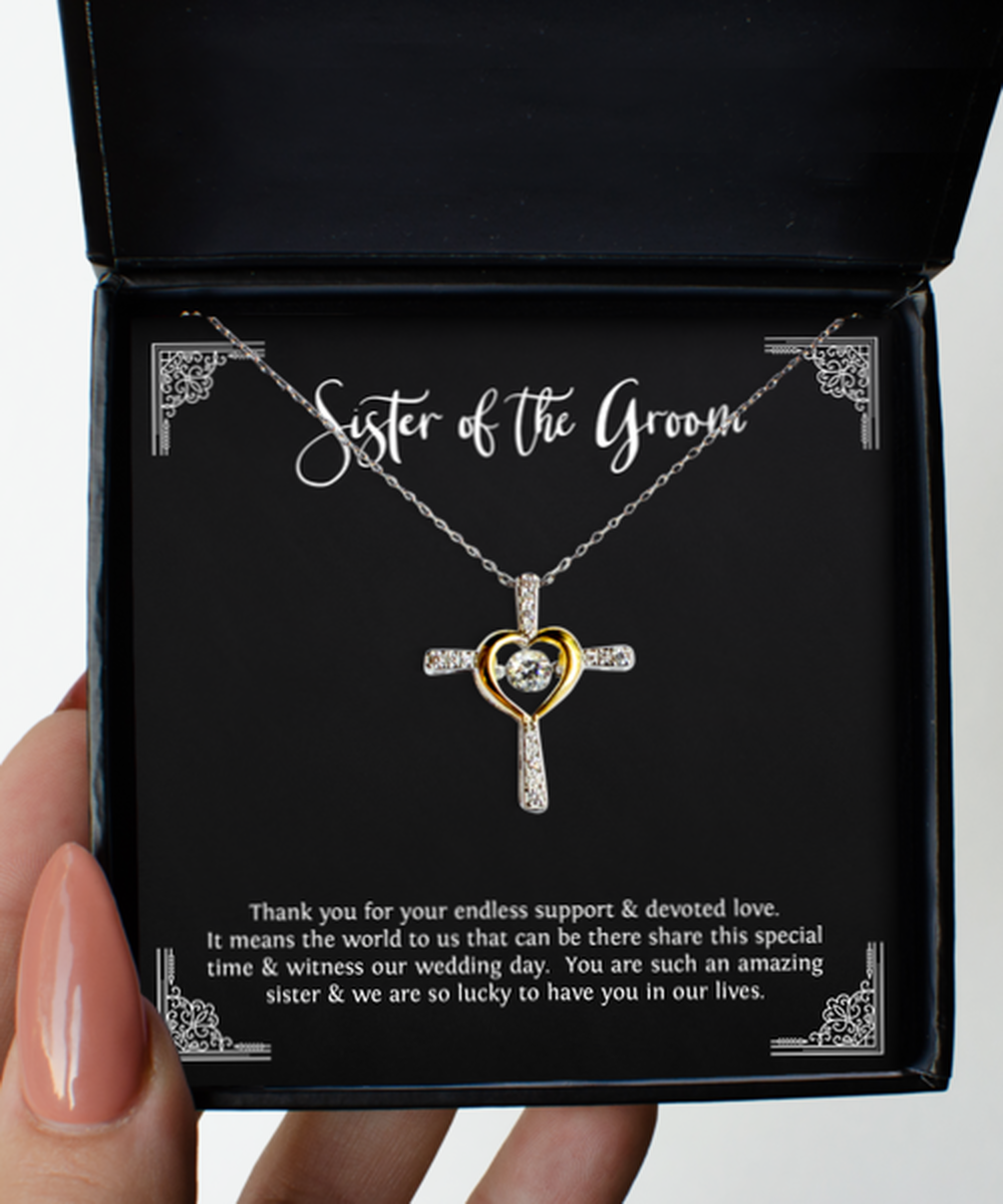Sister Of The Groom Gifts, Thank You For Your Support, Cross Dancing Necklace For Women, Wedding Day Thank You Ideas From Groom