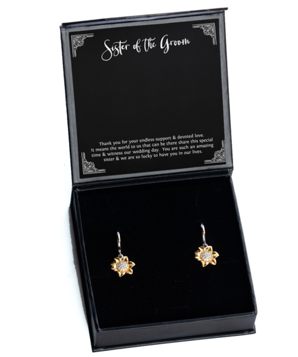 Sister Of The Groom Gifts, Thank You For Your Support, Sunflower Earrings For Women, Wedding Day Thank You Ideas From Groom