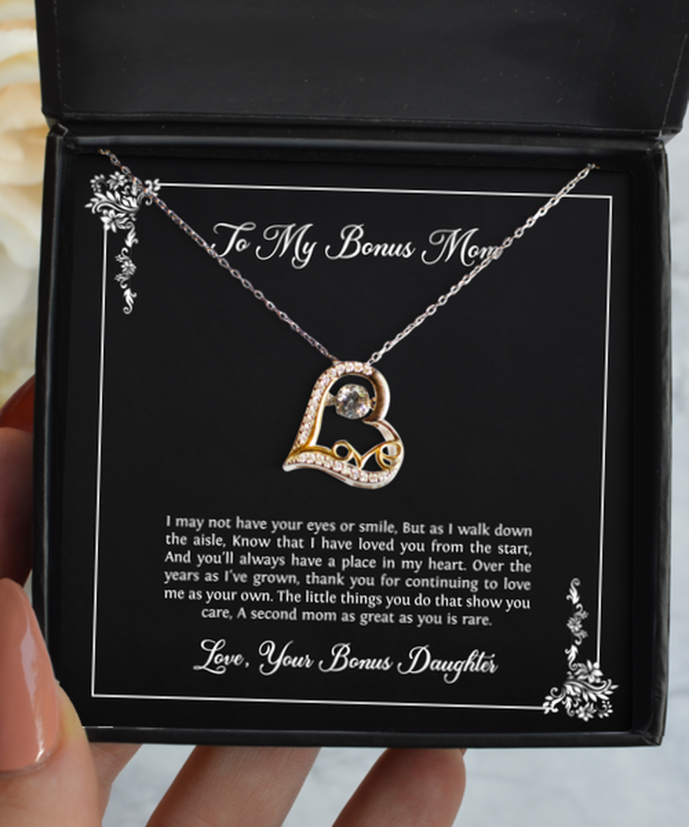 To My Bonus Mom Gifts, I Love You From The Start, Love Dancing Necklace For Women, Birthday Mothers Day Present From Bonus Daughter