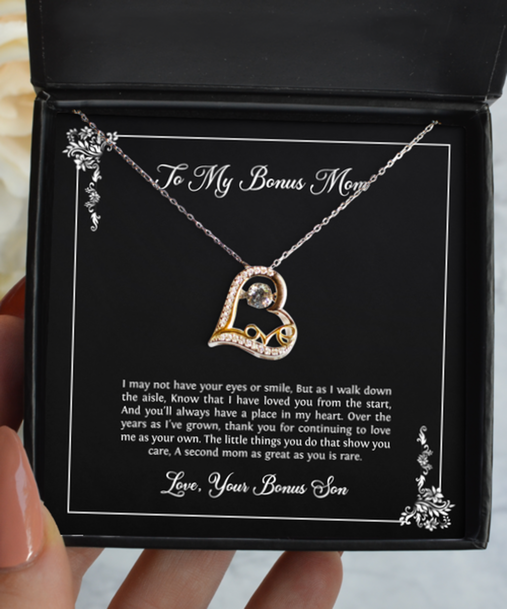 To My Bonus Mom Gifts, I Love You From The Start, Love Dancing Necklace For Women, Birthday Mothers Day Present From Bonus Son