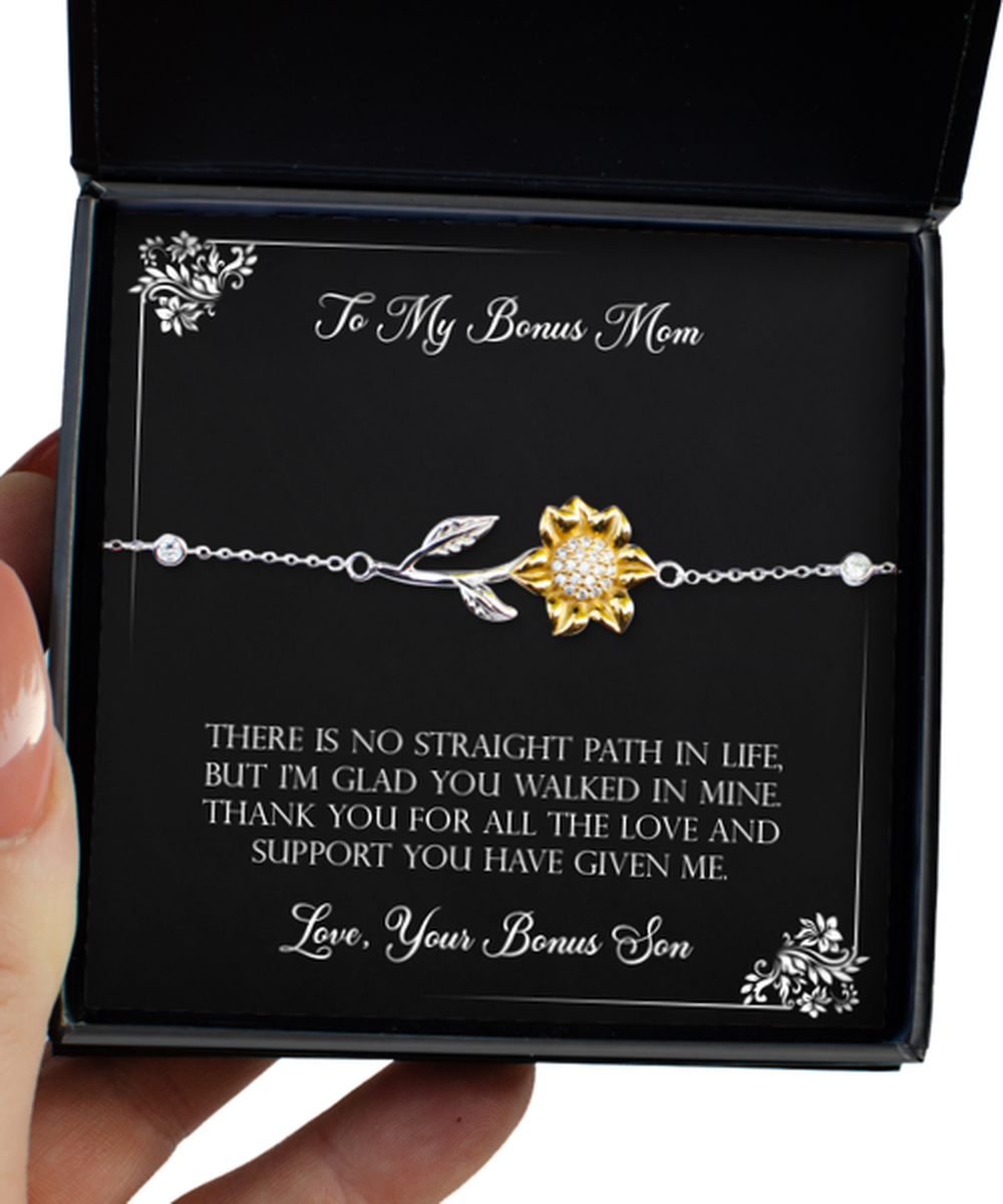 To My Bonus Mom Gifts, Thank You For All The Love, Sunflower Bracelet For Women, Birthday Mothers Day Present From Bonus Son
