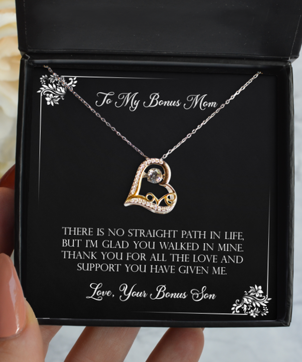 To My Bonus Mom Gifts, Thank You For All The Love, Love Dancing Necklace For Women, Birthday Mothers Day Present From Bonus Son