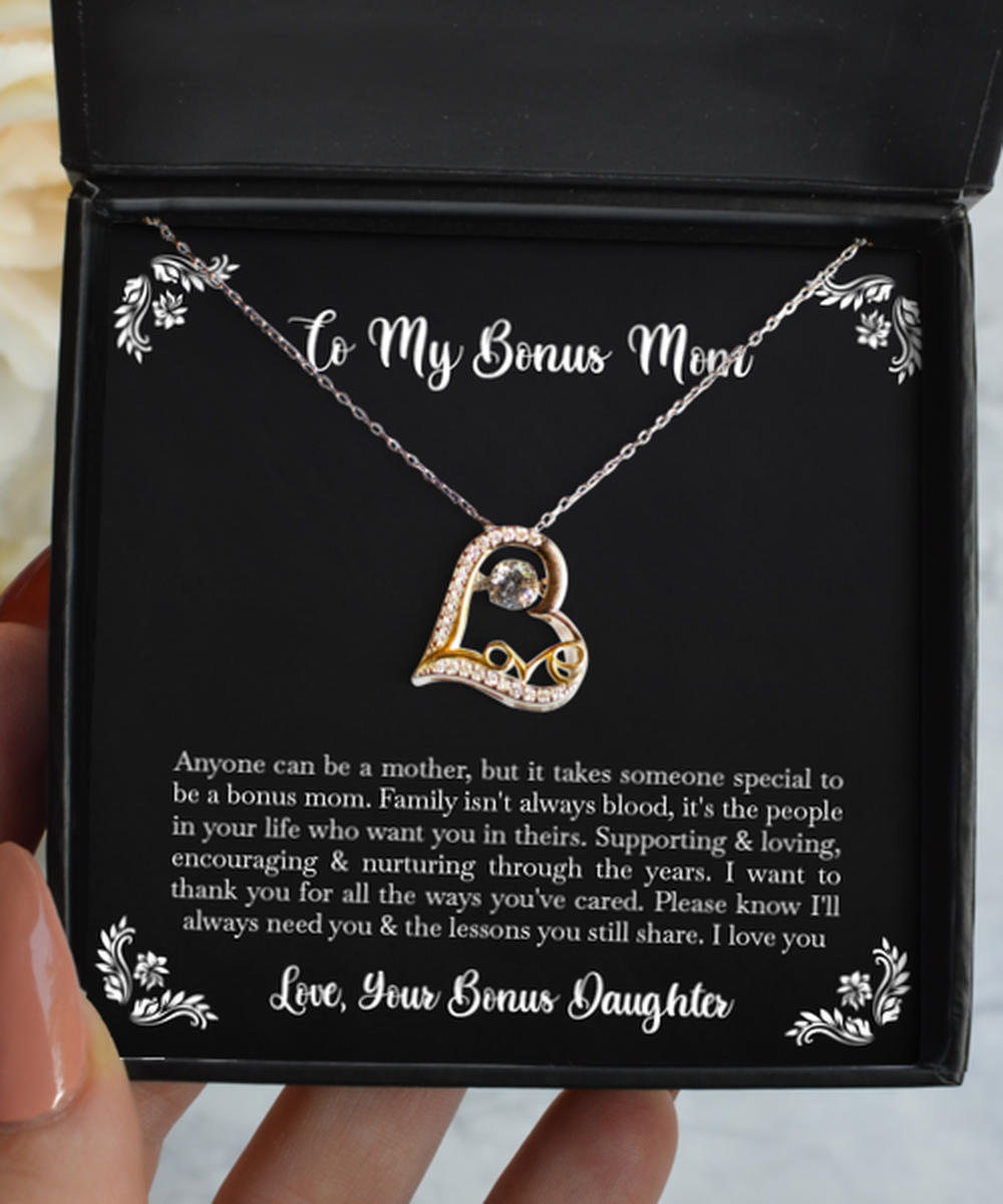 To My Bonus Mom Gifts, Family Isn't Always Blood, Love Dancing Necklace For Women, Birthday Mothers Day Present From Bonus Daughter