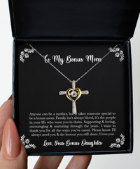 Load image into Gallery viewer, To My Bonus Mom Gifts, Family Isn&#39;t Always Blood, Cross Dancing Necklace For Women, Birthday Mothers Day Present From Bonus Daughter
