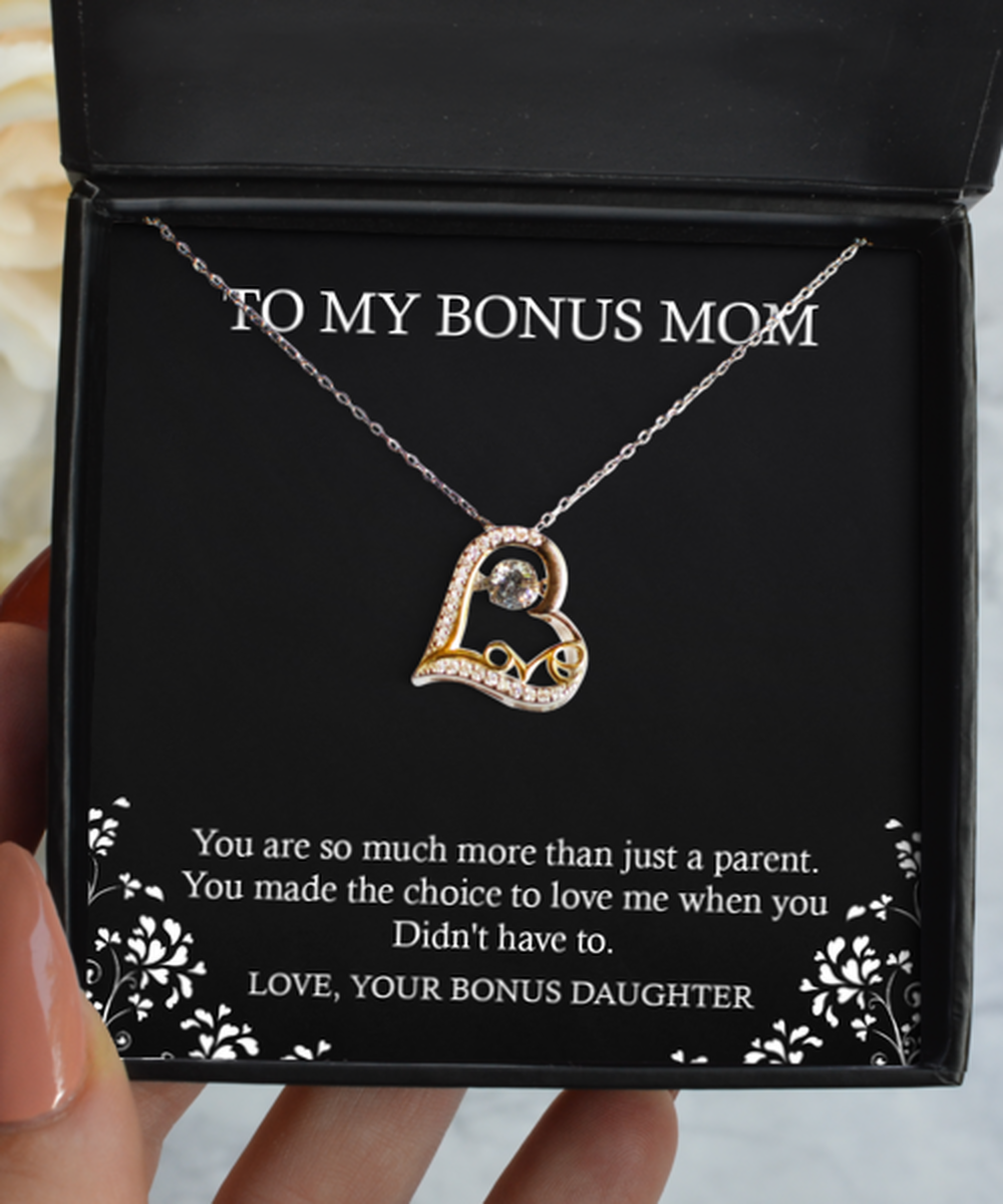To My Bonus Mom Gifts, More Than Just A Parent, Love Dancing Necklace For Women, Birthday Mothers Day Present From Bonus Daughter