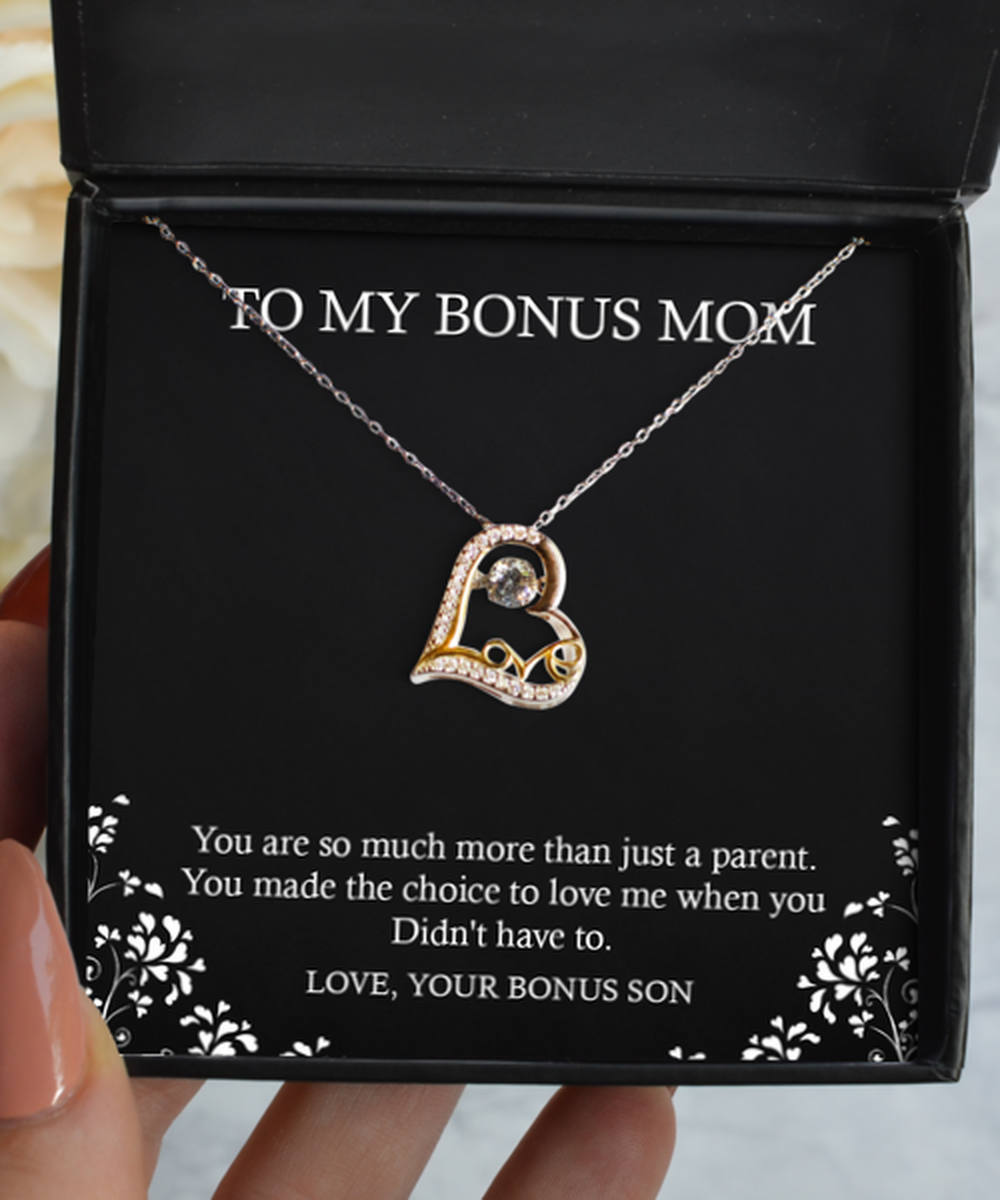 To My Bonus Mom Gifts, More Than Just A Parent, Love Dancing Necklace For Women, Birthday Mothers Day Present From Bonus Son