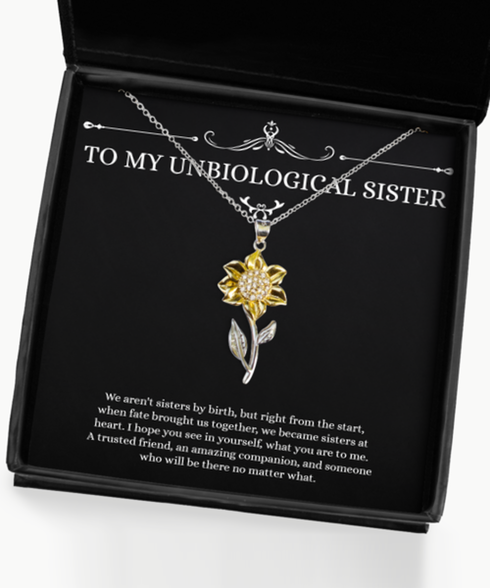 To My Unbiological Sister Gifts, A Trusted Friend, Sunflower Pendant Necklace For Women, Birthday Jewelry Gifts From Sister-in-law