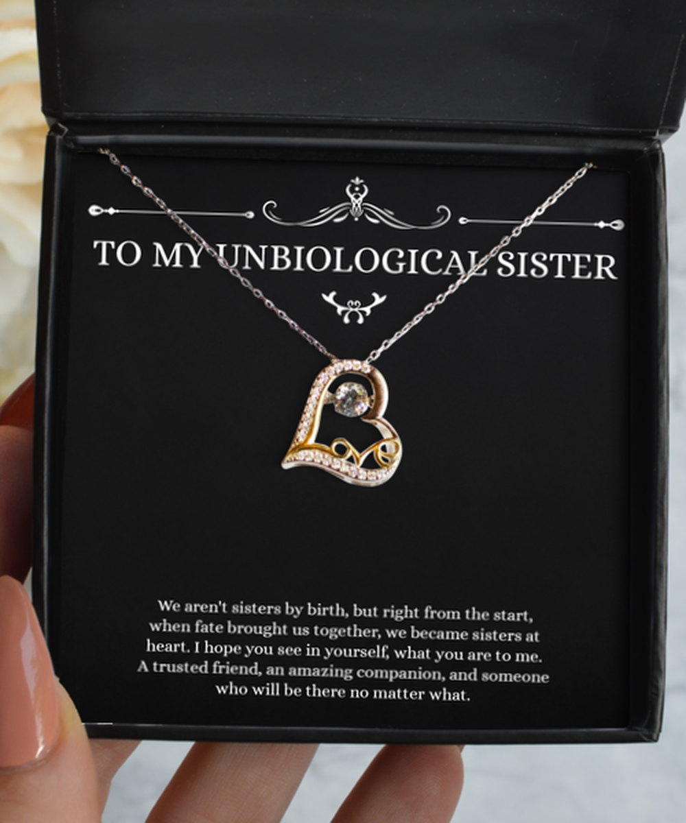 To My Unbiological Sister Gifts, A Trusted Friend, Love Dancing Necklace For Women, Birthday Jewelry Gifts From Sister-in-law