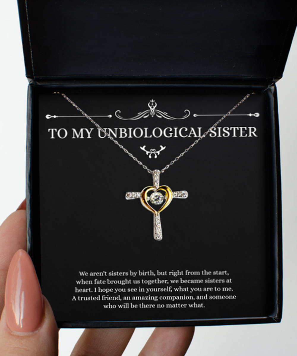 To My Unbiological Sister Gifts, A Trusted Friend, Cross Dancing Necklace For Women, Birthday Jewelry Gifts From Sister-in-law