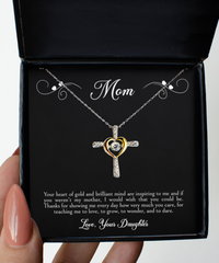 Load image into Gallery viewer, To My Mom Gifts, Your Heart of Gold, Cross Dancing Necklace For Women, Birthday Jewelry Gifts From Daughter
