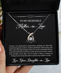 Load image into Gallery viewer, To My Mother-in-law Gifts, Like A Lotus, Wishbone Dancing Neckace For Women, Birthday Mothers Day Present From Daughter-in-law
