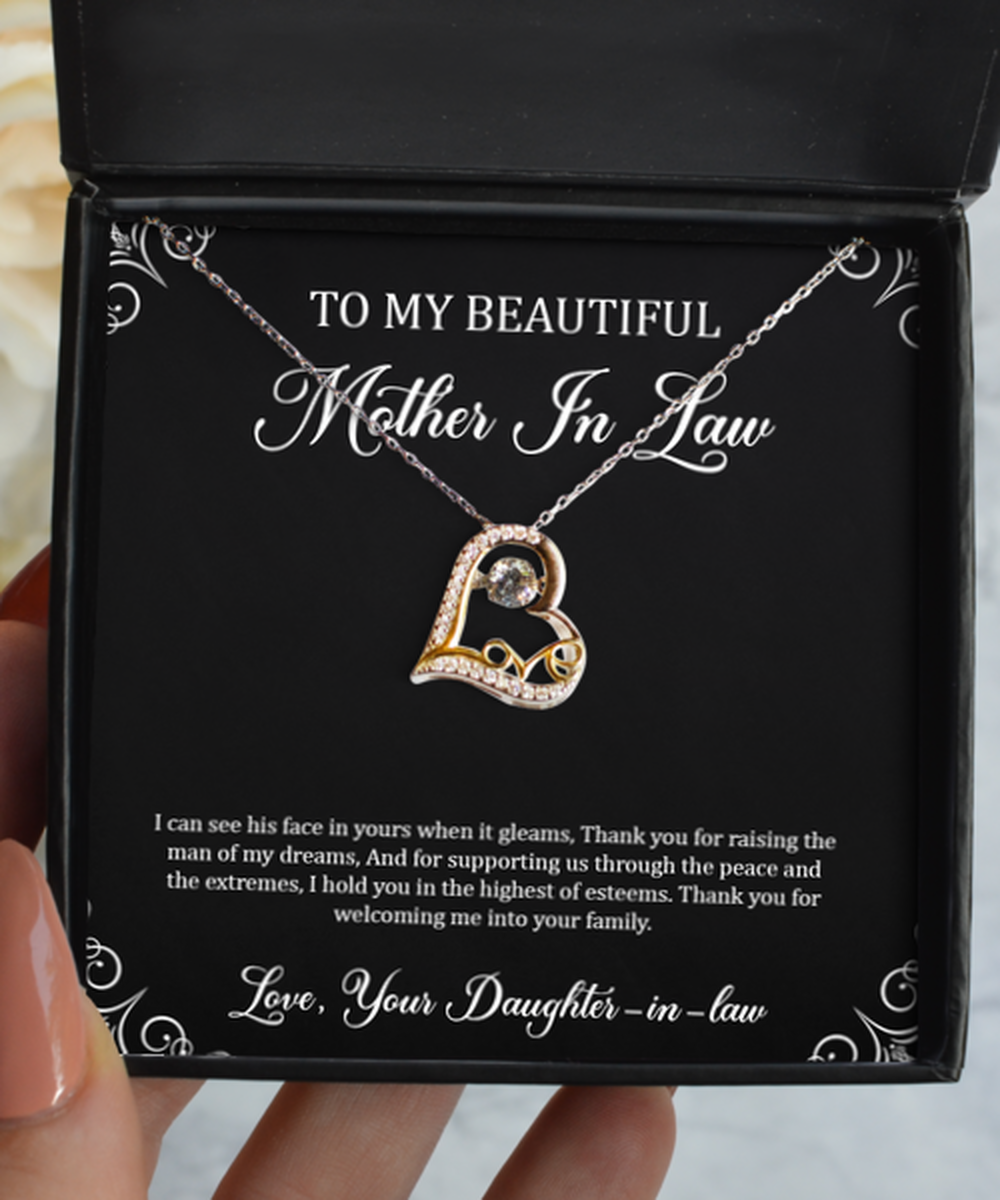 To My Mother-in-law Gifts, I Can See His Face In Yours, Love Dancing Necklace For Women, Birthday Mothers Day Present From Daughter-in-law