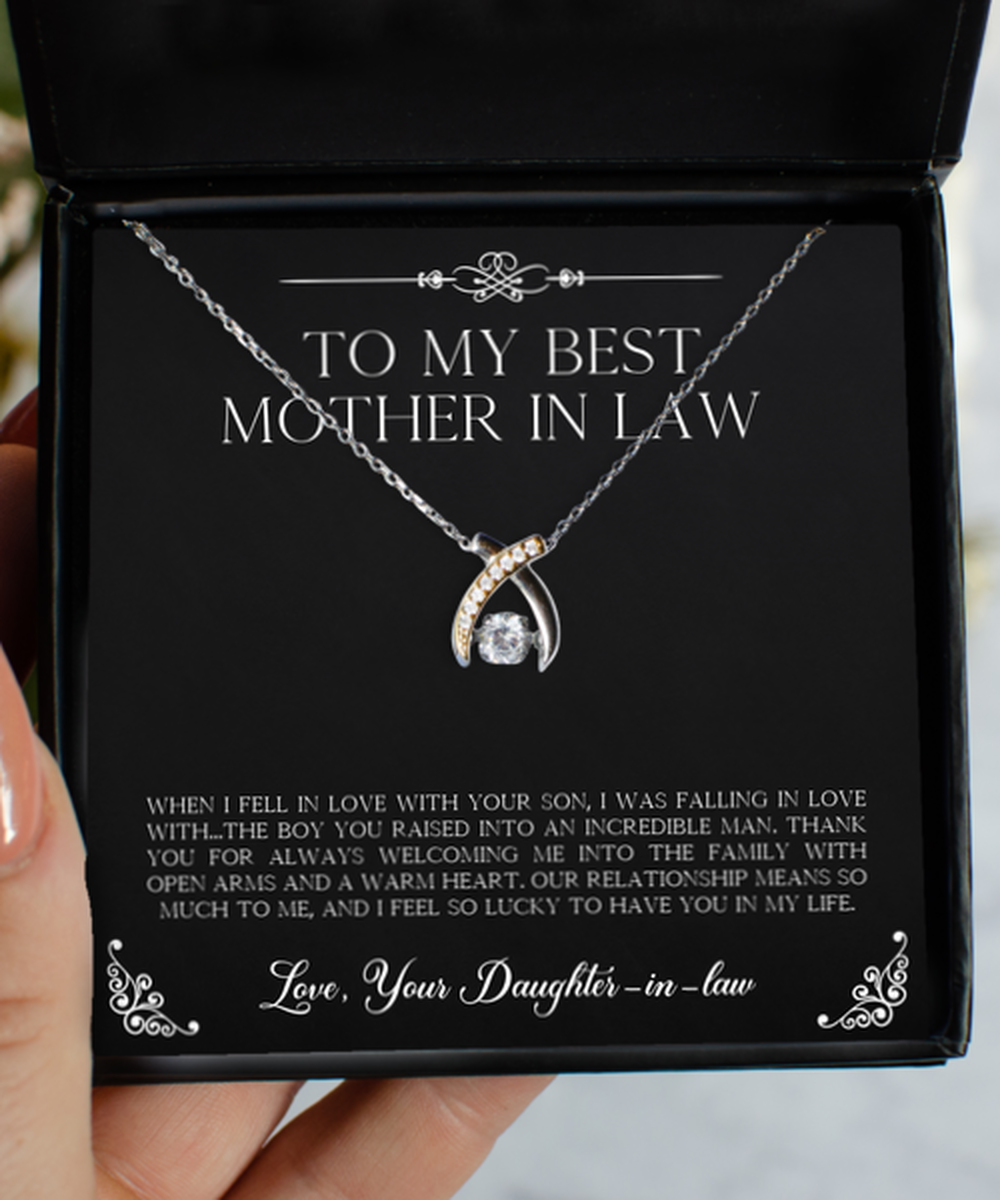 To My Mother-in-law Gifts, Our Relationship Means So Much To Me, Wishbone Dancing Neckace For Women, Birthday Mothers Day Present From Daughter-in-law