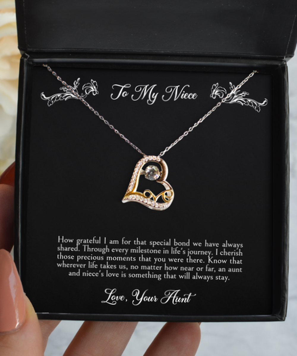 To My NIECE Gifts, How Grateful I Am For That Special Bond, Love Dancing Necklace For Women, Birthday Jewelry Gifts From Aunt