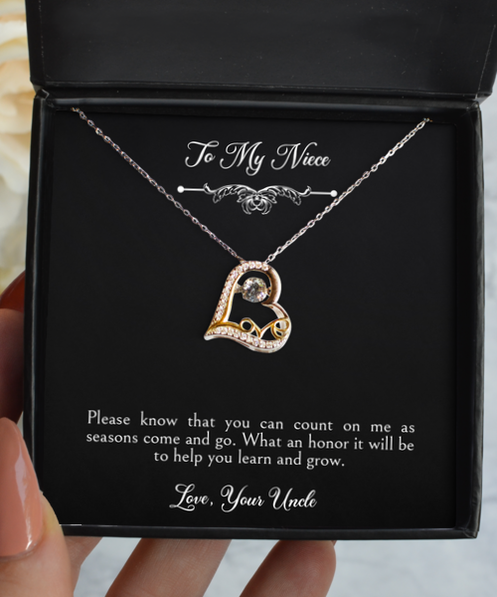To My NIECE Gifts, You Can Count On Me, Love Dancing Necklace For Women, Birthday Jewelry Gifts From Uncle