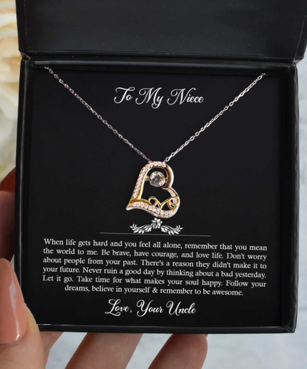To My NIECE Gifts, When Life Gets Hard And You Feel All Alone, Love Dancing Necklace For Women, Birthday Jewelry Gifts From Uncle
