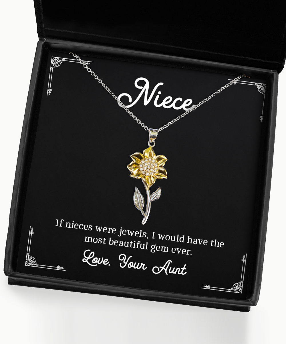 To My Niece Gifts, If Nieces Were Jewels, Sunflower Pendant Necklace For Women, Birthday Jewelry Gifts From Aunt