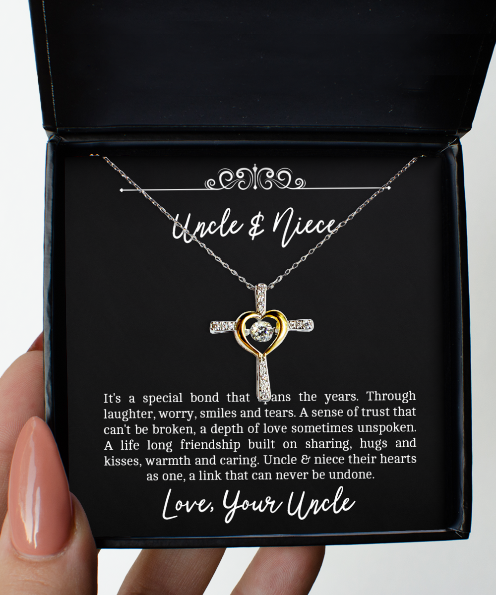 To My Niece Gifts, Special Bond, Cross Dancing Necklace For Women, Birthday Jewelry Gifts From Uncle