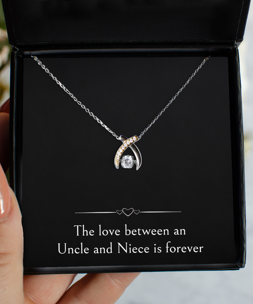 To My Niece Gifts, Uncle And Niece Is Forever, Wishbone Dancing Necklace For Women, Birthday Jewelry Gifts From Uncle