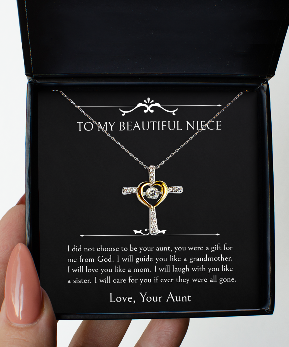 To My Niece Gifts, You Were A Gift For Me From God, Cross Dancing Necklace For Women, Birthday Jewelry Gifts From Aunt