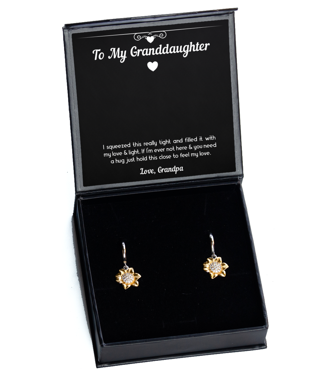 To My Granddaughter   Gifts, Filled With My Love and Light, Sunflower Earrings For Women, Birthday Jewelry Gifts From Grandpa