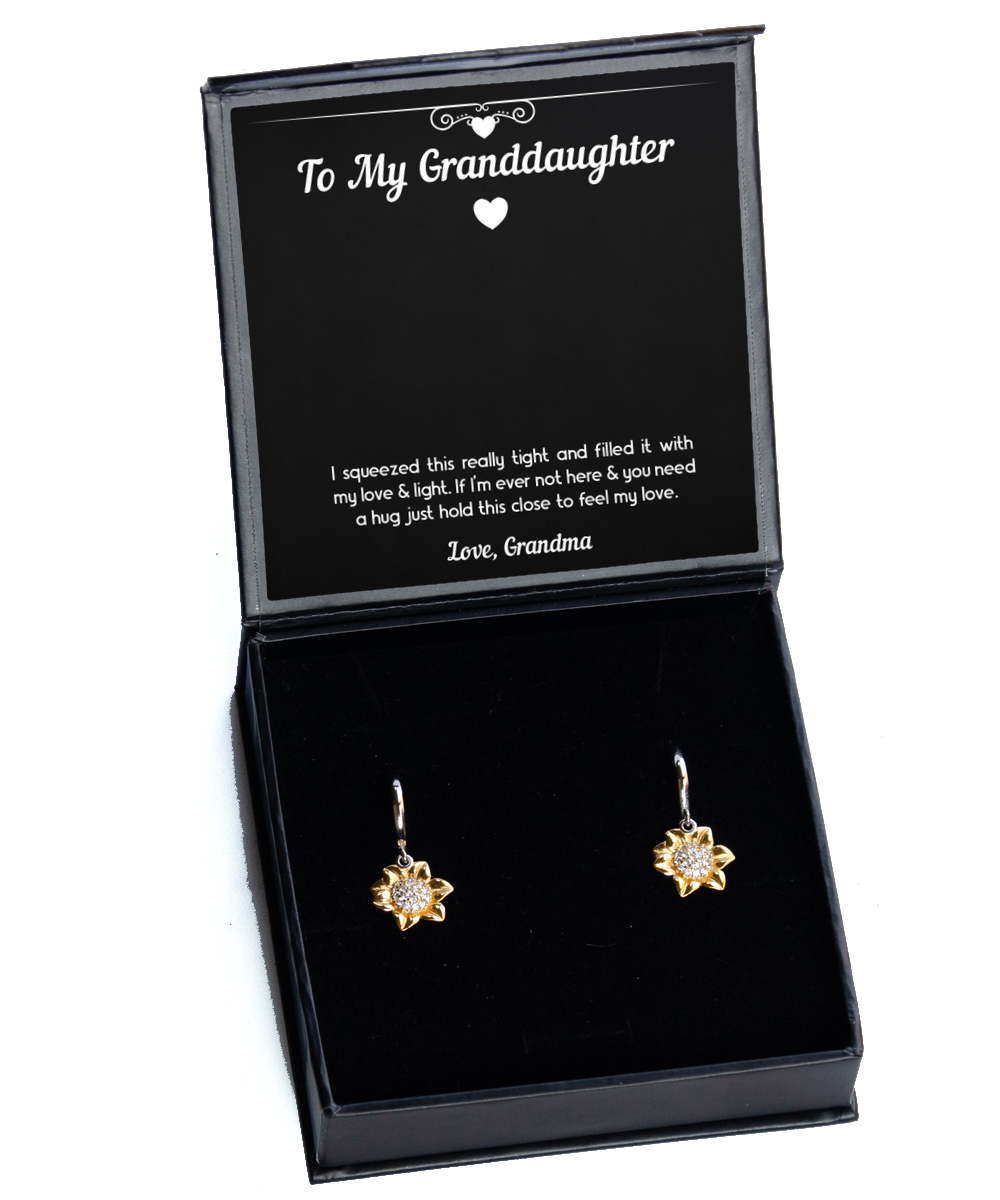 To My Granddaughter   Gifts, Filled With My Love and Light, Sunflower Earrings For Women, Birthday Jewelry Gifts From Grandma