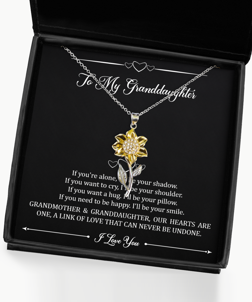 To My Granddaughter   Gifts, Our Hearts Are One, Sunflower Pendant Necklace For Women, Birthday Jewelry Gifts From Grandma