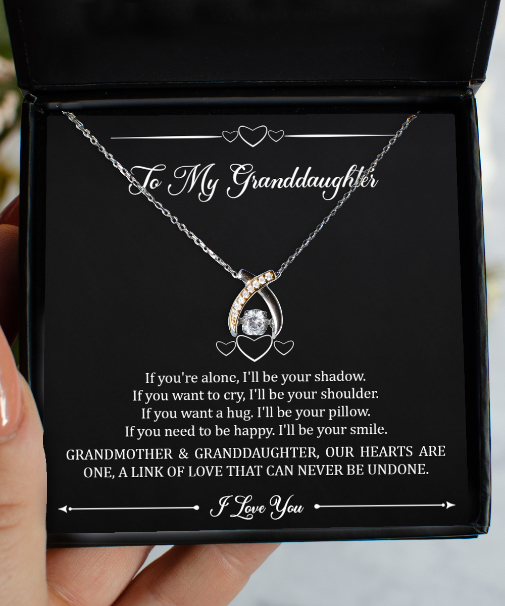 To My Granddaughter   Gifts, Our Hearts Are One, Wishbone Dancing Necklace For Women, Birthday Jewelry Gifts From Grandma