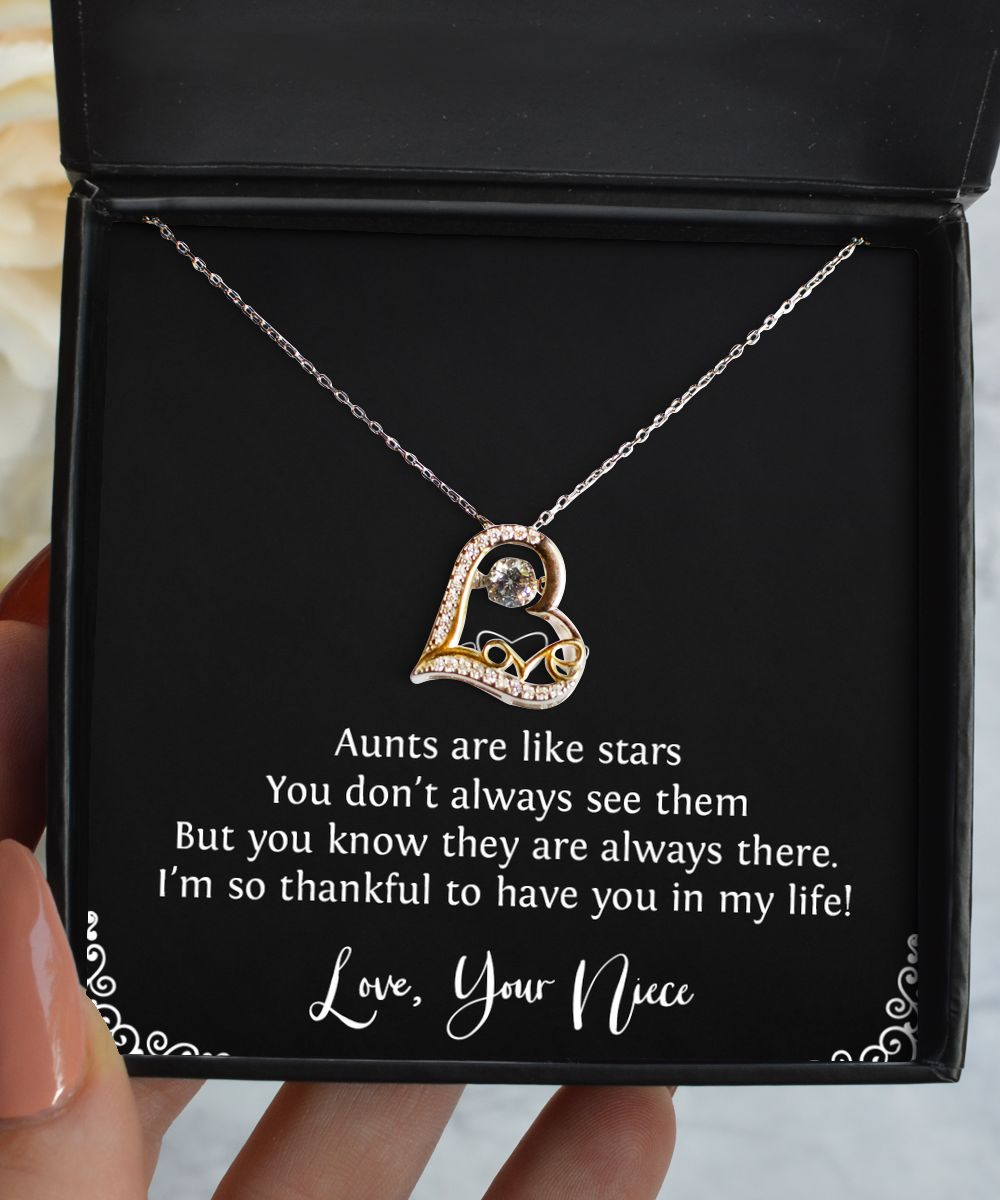 To My Aunt Gifts, Aunts Are Like Stars, Love Dancing Necklace For Women, Aunt Birthday Jewelry Gifts From Niece