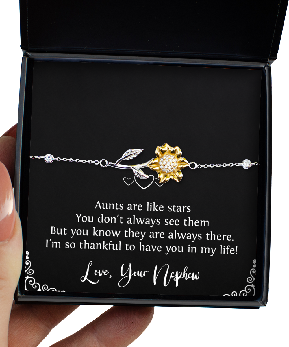 To My Aunt Gifts, Aunts Are Like Stars, Sunflower Bracelet For Women, Aunt Birthday Jewelry Gifts From Nephew