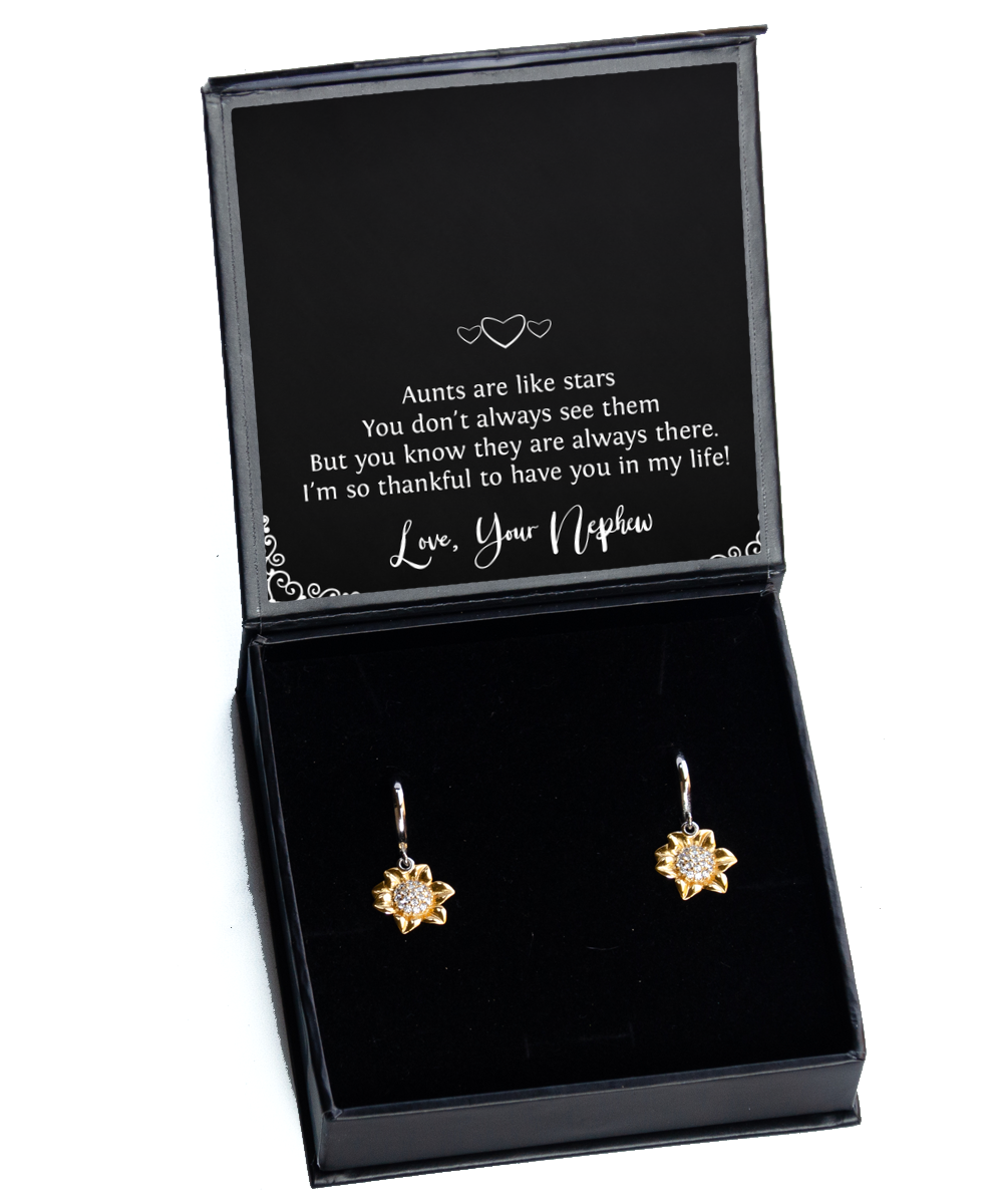 To My Aunt Gifts, Aunts Are Like Stars, Sunflower Earrings For Women, Aunt Birthday Jewelry Gifts From Nephew