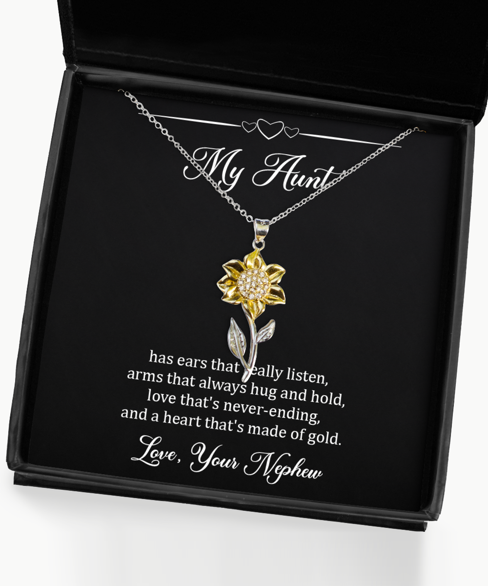 To My Aunt Gifts, Aunts Are Like Stars, Sunflower Pendant Necklace For Women, Birthday Jewelry Gifts From Nephew