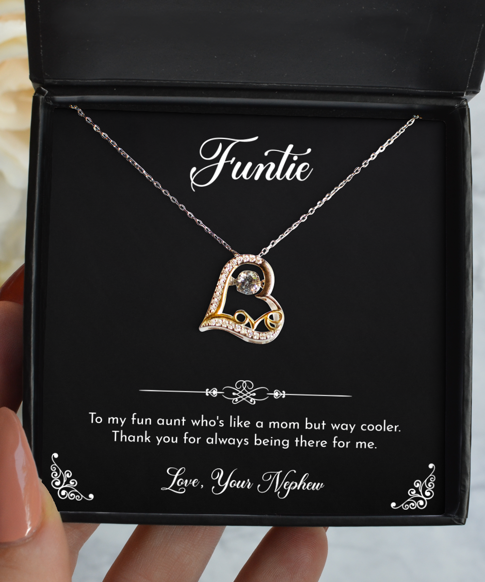 To My Aunt Gifts, Funtie, Love Dancing Necklace For Women, Aunt Birthday Jewelry Gifts From Nephew