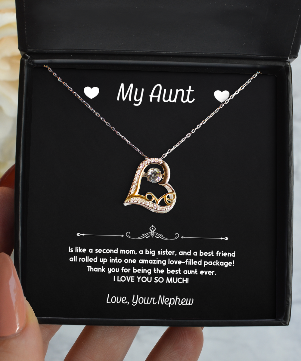 To My Aunt Gifts, Second Mom, Love Dancing Necklace For Women, Aunt Birthday Jewelry Gifts From Nephew