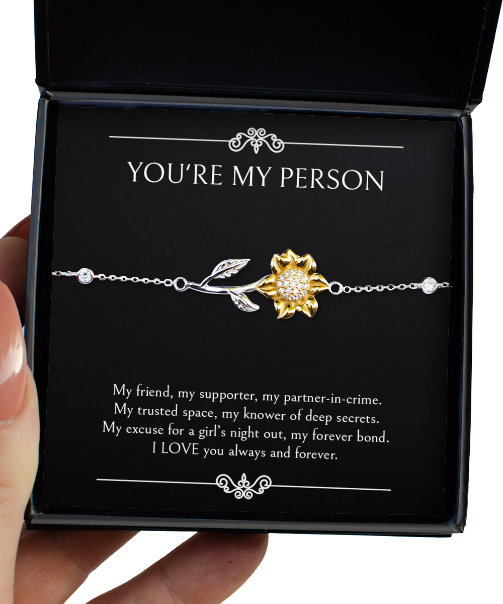 To My Best Friend  Gifts, You're My Person, Sunflower Bracelet For Women, Birthday Jewelry Gifts From Soul Sister