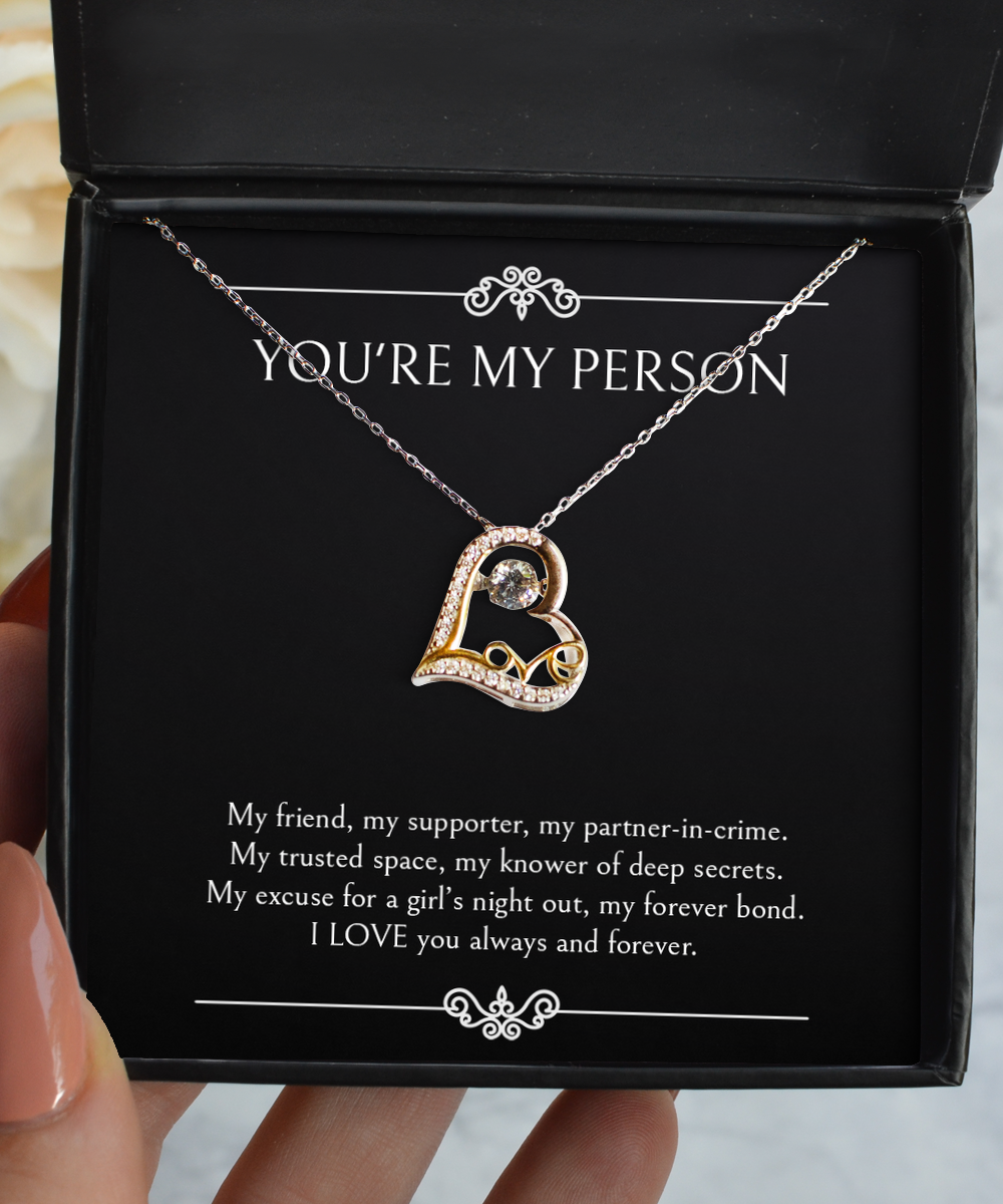 To My Best Friend  Gifts, You're My Person, Love Dancing Necklace For Women, Birthday Jewelry Gifts From Soul Sister