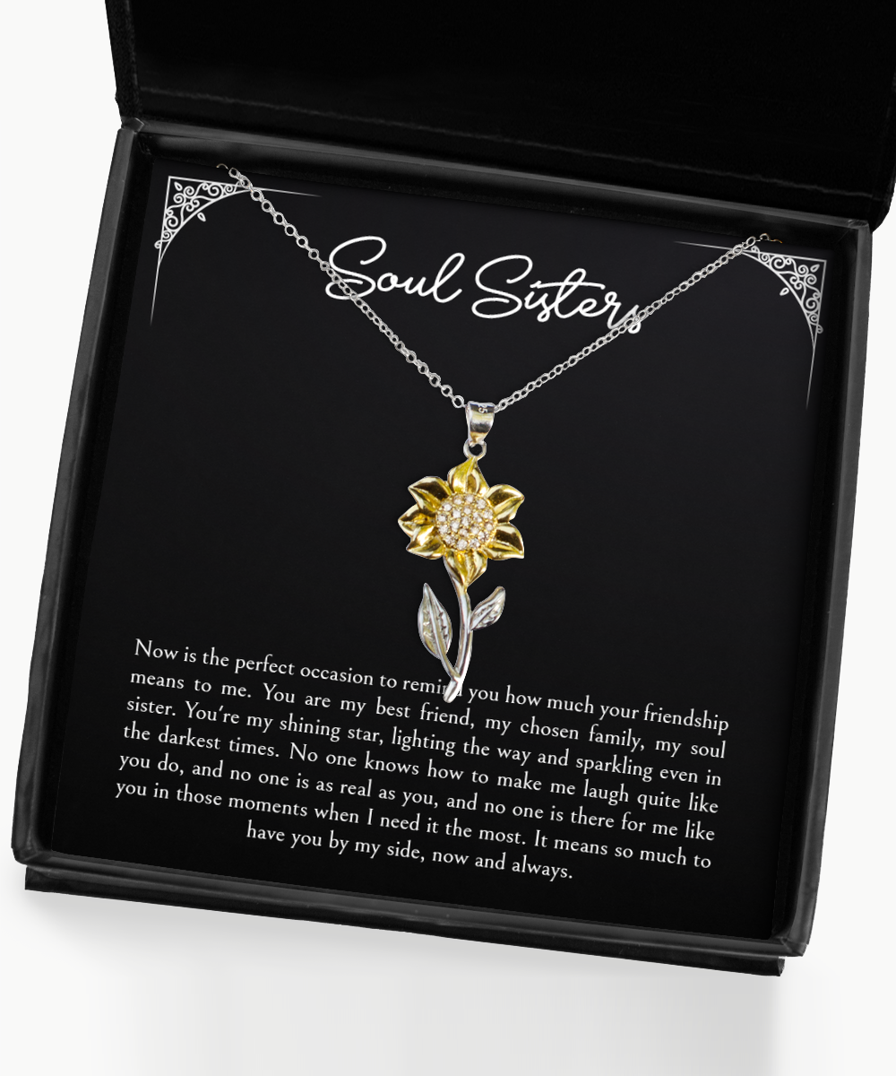 To My Best Friend  Gifts, Soul Sisters, Sunflower Pendant Necklace For Women, Birthday Jewelry Gifts From Soul Sister