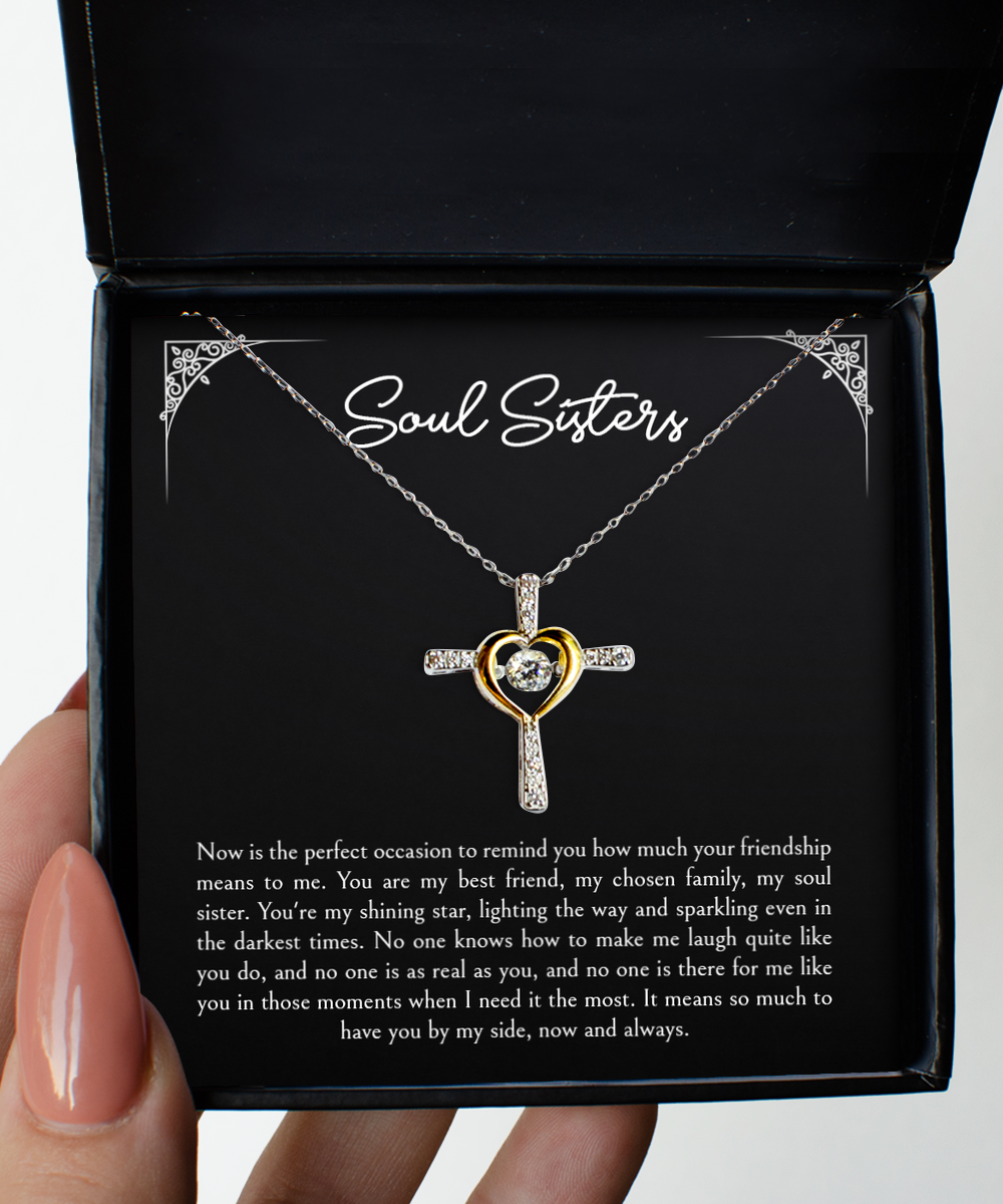 To My Best Friend  Gifts, Soul Sisters, Cross Dancing Necklace For Women, Birthday Jewelry Gifts From Soul Sister