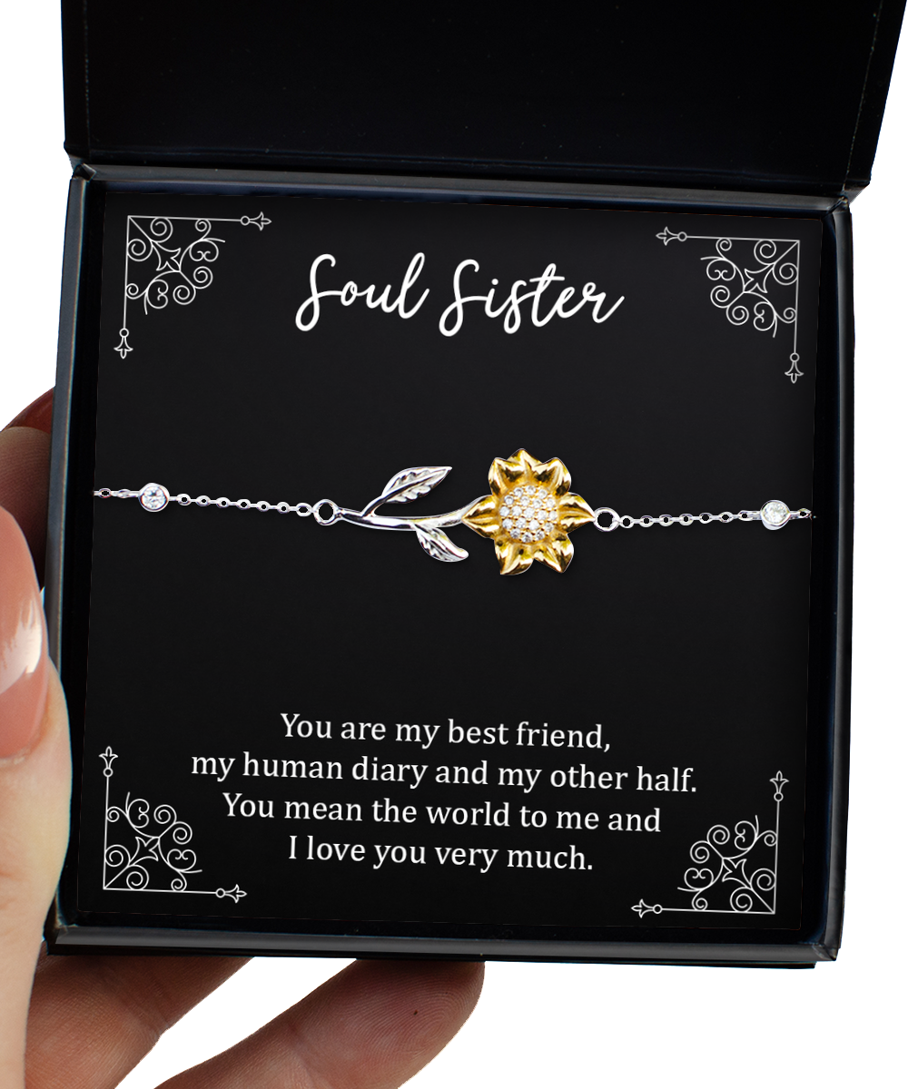 To My Best Friend  Gifts, You Mean The World To Me, Sunflower Bracelet For Women, Birthday Jewelry Gifts From Soul Sister