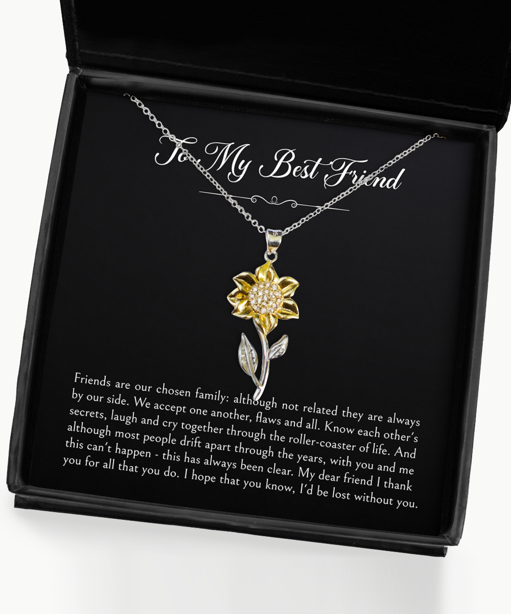 To My Best Friend  Gifts, Friends Are Our Chosen Family, Sunflower Pendant Necklace For Women, Birthday Jewelry Gifts From Soul Sister