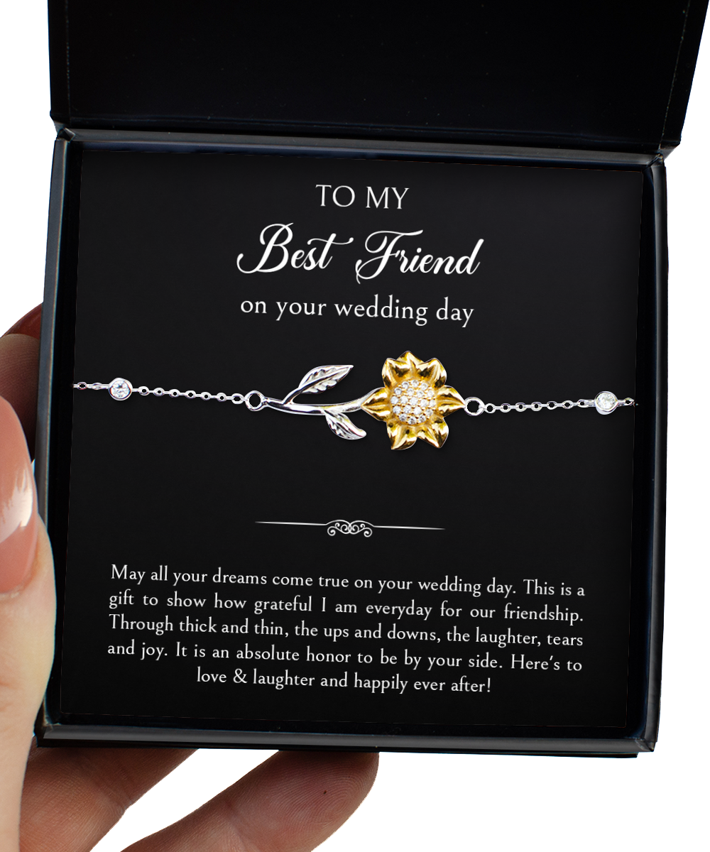 Bride Gifts, May All Your Dreams Come True, Sunflower Bracelet For Women, Wedding Day Thank You Ideas From Best Friend