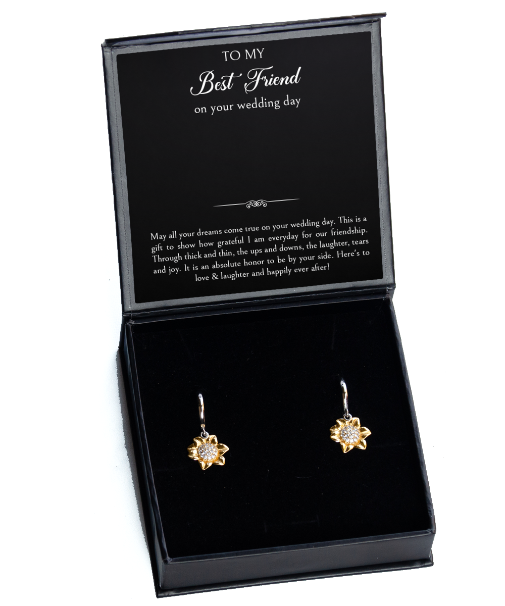 Bride Gifts, May All Your Dreams Come True, Sunflower Earrings For Women, Wedding Day Thank You Ideas From Best Friend