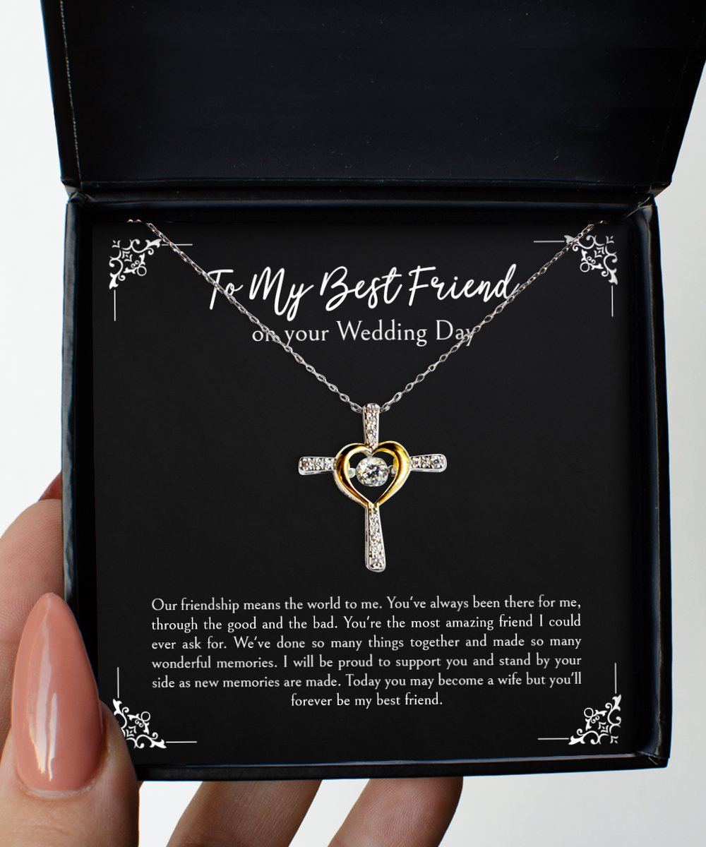 Bride Gifts, Our Friendship Means The World To Me, Cross Dancing Necklace For Women, Wedding Day Thank You Ideas From Best Friend