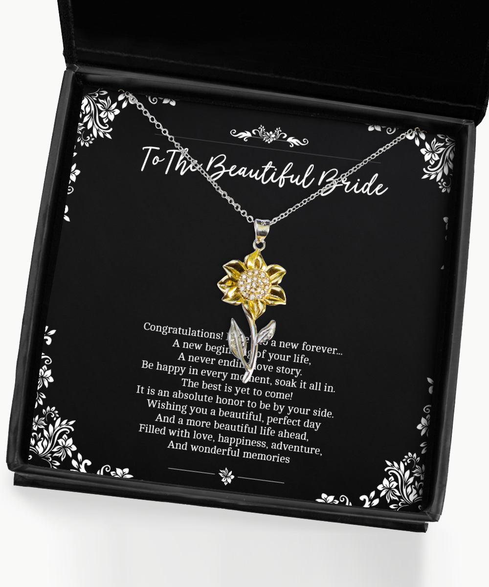 Bride Gifts, Congratulations, Sunflower Pendant Necklace For Women, Wedding Day Thank You Ideas From Best Friend