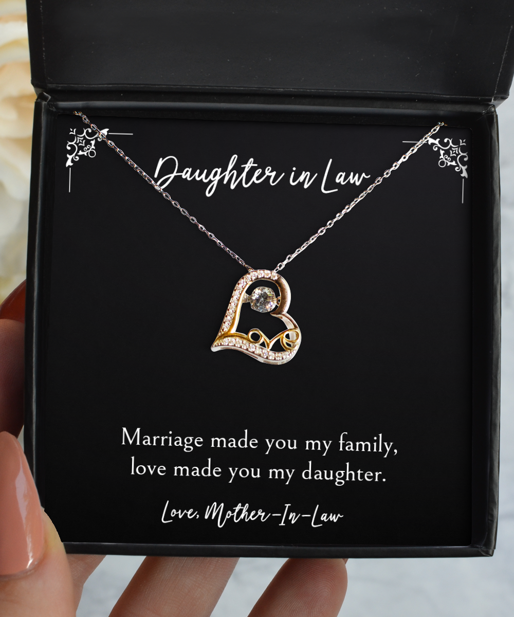 To My Daughter in Law Gifts, Love Made You My Daughter, Love Dancing Necklace For Women, Birthday Jewelry Gifts From Mother-in-law