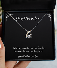 Load image into Gallery viewer, To My Daughter in Law Gifts, Love Made You My Daughter, Wishbone Dancing Neckace For Women, Birthday Jewelry Gifts From Mother-in-law
