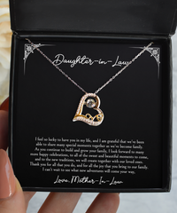 Load image into Gallery viewer, To My Daughter in Law Gifts, I&#39;m Lucky To Have You, Love Dancing Necklace For Women, Birthday Jewelry Gifts From Mother-in-law
