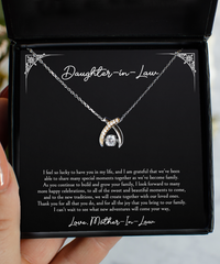 Load image into Gallery viewer, To My Daughter in Law Gifts, I&#39;m Lucky To Have You, Wishbone Dancing Neckace For Women, Birthday Jewelry Gifts From Mother-in-law

